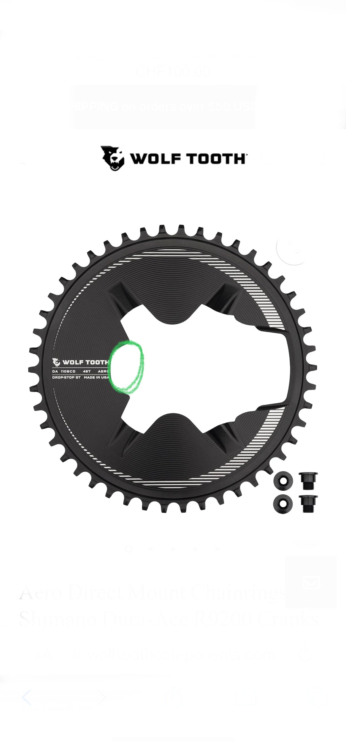 Wolftooth Aero Chainring Insert